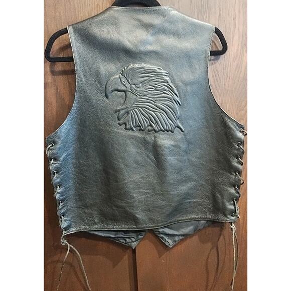 Wilsons Leather Other - Wilson Leather Vest Mens Size Medium Motorcycle Snap Front Black Biker Lace Up